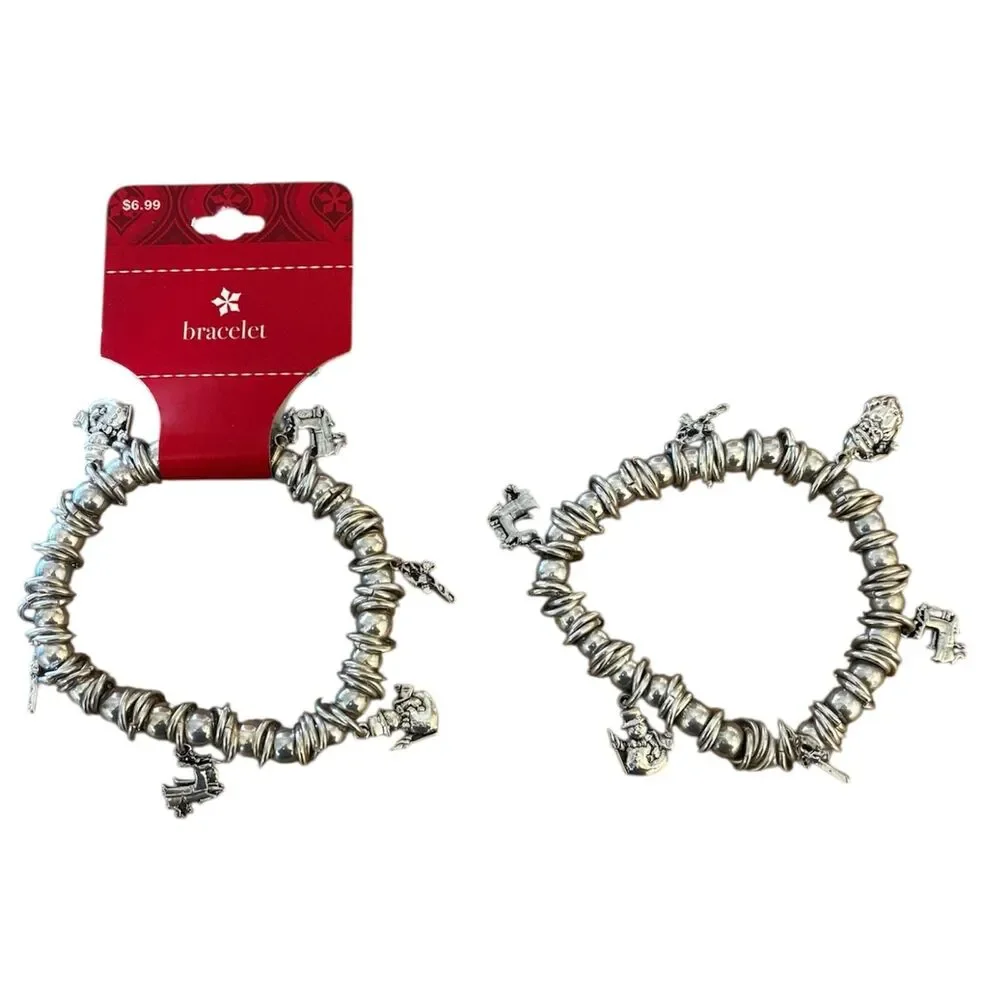 Lot of 4 Holiday Bracelets Charm Bracelets Beaded Bracelet Christmas Halloween